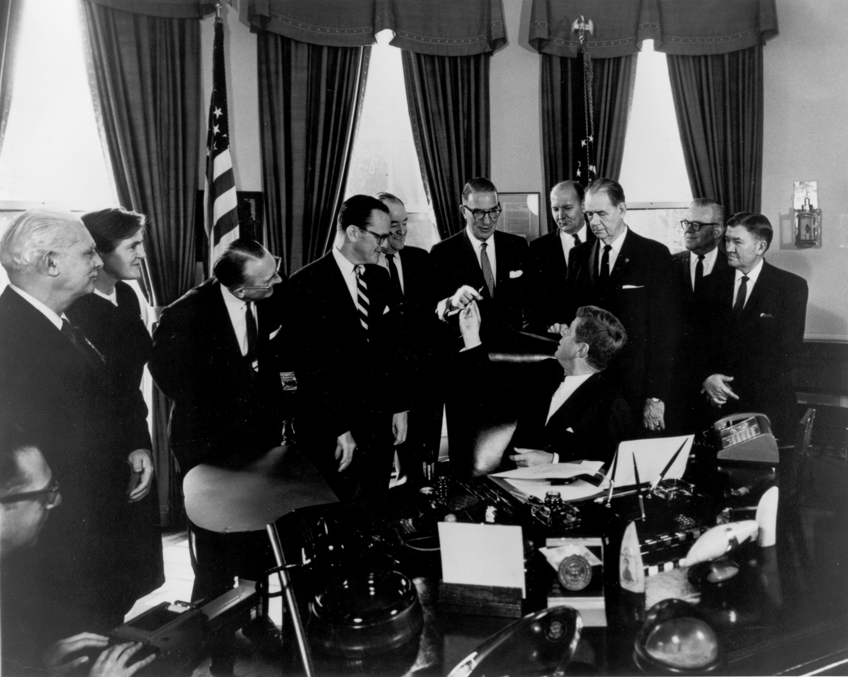 President John F. Kennedy signing the Kefauver-Harris Drug Amendments into law, October 1962